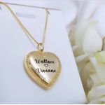 Colar Coração Personalizado Com Até 3 Nomes Banhado a Ouro Com Bordas Zircônias Cristal