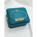 Pulseira Infantil Personalizável De Borboleta Banhada a Ouro