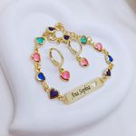 Conjunto Infantil Personalizado Pulseira e Brinco Banhado a Ouro