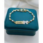 Pulseira Personalizada Infantil Banhada Com Detalhe De Laço