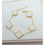 Pulseira Um Trevo Madrepérola Banhada a Ouro 