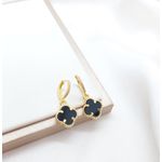 Brinco Argola Trevo Com Detalhes de Zircônias Banhado a Ouro