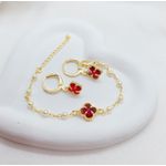 Conjunto Trevo Infantil Banhado a Ouro 
