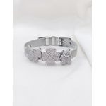 Pulseira Estilo Relógio Em Aço Com Pingentes Com Banho De Ródio