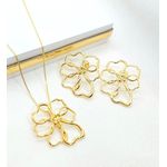 Conjunto Flor Banhado a Ouro 