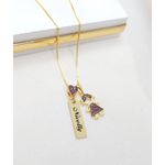 Colar Uma Plaquinha Personalizada e Pingente Menina Banhado a Ouro
