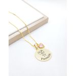 Colar Redondo Personalizado Desenho De Menino Ou Menina Com Ponto De Luz Banhado a Ouro