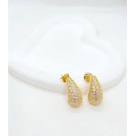 Brinco De Gota Com Zircônias Banhado à Ouro