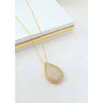 Colar Gota Grande Cravejada em Zircônias Banhado a Ouro 