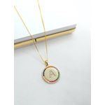 Colar Inicial Zircônias Coloridas Banhado a Ouro