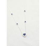 Colar Choker ZircÔnia CoraÇÃo 6x6mm Cristal Azul Em Prata 925