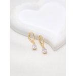 Brinco De Argola Gota Zircônia Cristal Banhado a Ouro