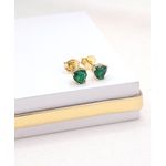 Brinco Coração Zircônia Verde Banhado A ouro 