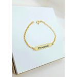 Pulseira Feminina para Adulto de Chapinha Personalizada Banhada a Ouro