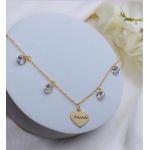 Colar Personalizado Nome Ou Inicial Pontos De Luz Coração Zircônias Banhado a Ouro