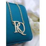 Colar Monograma Personalizado Banhado a Ouro 2cm Corrente Elo Portugues