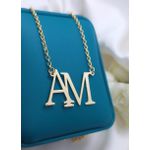 Colar Monograma Personalizado Banhado a Ouro 2cm Corrente Elo Portugues