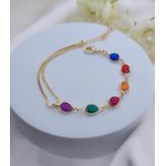 Pulseira Pedras Coloridas Banhada a Ouro 