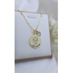 Colar Redondo Personalizado Desenho De Menino Ou Menina Com Ponto De Luz Banhado a Ouro