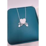 Colar Coração Cravejado Em Zircônnias Com Casal Em Prata 925