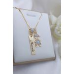 Colar Uma Plaquinha Personalizada e Pingente Menina Ou Menino Banhado a Ouro