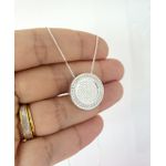 Gargantilha Mandala Em Prata 925 Pai Nosso Bordas Com ZircÔnias