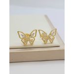 Brinco De Borboleta Com Zircônias Banhado a Ouro Grande