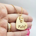 Colar Personalizado Coração Com 1 Filho (a) Banhado a Ouro