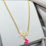 Colar Infantil Personalizado Com Pingente De Borboleta e Detalhe Em Resina Banhado a Ouro