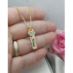 Colar Plaquinha Personalizada Banhada a Ouro