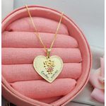Colar Coração Personalizado e Pingente De Filho (a) Banhado a Ouro