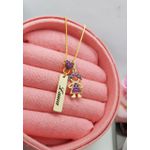 Colar Uma Plaquinha Personalizada e Pingente Menina Banhado a Ouro