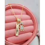 Colar Uma Plaquinha Personalizada e Pingente Menina Ou Menino Banhado a Ouro