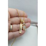 Colar Uma Plaquinha Personalizada e Pingente Menina Ou Menino Banhado a Ouro
