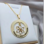 Colar Mandala Com Até 5 Nomes e Pingente De Flor Zircônia Banhada a Ouro