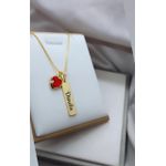 Colar Plaquinha Personalizada Banhada a Ouro Com Pingente De Coração