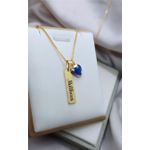 Colar Plaquinha Personalizada Banhada a Ouro Com Pingente De Coração