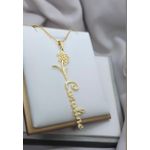 Colar Personalizado Flor e Nome Simples Banhado a Ouro