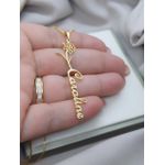 Colar Personalizado Flor e Nome Simples Banhado a Ouro