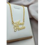 Colar Personalizado Nome Composto Na Correte De Elo Portugues Banhado a Ouro
