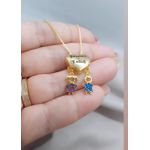 Colar Coração Personalizado Com Dois Filhos Banhado a Ouro