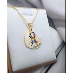 Colar Coração e Laço Quebra Cabeça Autismo Banhado a Ouro