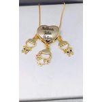 Colar Banhado a Ouro Coração Com Dois Ou Três Nomes e Pingentes
