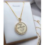 Colar Redondo Personalizado e Aro Com Pedras Banhado a Ouro e Desenho De Filho (a)