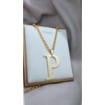 Colar Inicial Banhado a Ouro Na Corrente De Elo Portugues 3mm