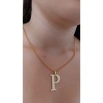 Colar Inicial Banhado a Ouro Na Corrente De Elo Portugues 3mm
