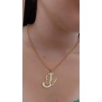 Colar Inicial Com Detalhe De Borboleta Banhado a Ouro Na Corrente De Elo Portugues 3mm