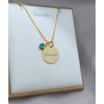 Colar Personalizado Banhado a Ouro Com Detalhe Azul Claro