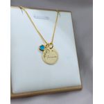 Colar Personalizado Banhado a Ouro Com Detalhe Azul Claro