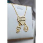 Colar Coração Personalizado e Dois Filhos Banhado a Ouro